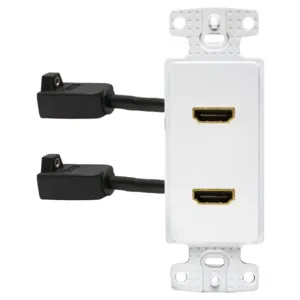 HUBBELL WIRING DEVICE-KELLEMS NS802W Decorator Plate, 1-Gang Frame, With Two Hdmi, Female To Female, White | BD4UVW