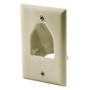 HUBBELL WIRING DEVICE-KELLEMS NSAV1I Plate, 1-Gang, Recessed, Cable Passthrough, Ivory | BD4KLM