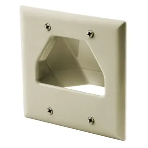 HUBBELL WIRING DEVICE-KELLEMS NSAV2I Plate, 2 Gang, Recessed, Cable Pass Through, Ivory | BD4LJK