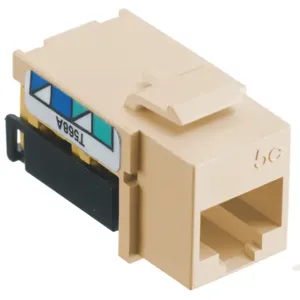 HUBBELL WIRING DEVICE-KELLEMS NSJ5EI Jack, Cat5E, 8 Position, Universal A/B, Electric Ivory | CE6NXA