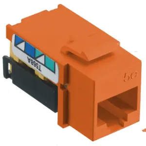 HUBBELL WIRING DEVICE-KELLEMS NSJ5EOR Jack, Cat5E, 8 Position, Universal A/B, Orange | CE6NXE