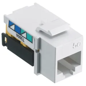 HUBBELL WIRING DEVICE-KELLEMS NSJ5EW Jack, Cat5E, 8 Position, Universal A/B, White | CE6NXJ