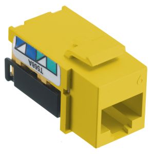 HUBBELL WIRING DEVICE-KELLEMS NSJ6Y Jack, Cat 6, 8 Position, Universal A/B Wired, Yellow | CE6NYJ