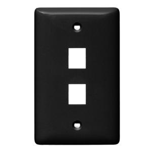 HUBBELL WIRING DEVICE-KELLEMS NSP102BK Wall Plate, Label-Less, Mid-Sized, 2- Port, Black | BC9UQN