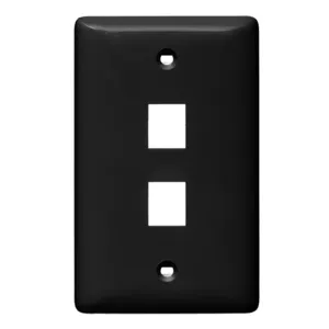 HUBBELL WIRING DEVICE-KELLEMS NSP102BK Wall Plate, Label-Less, Mid-Sized, 2- Port, Black | BC9UQN