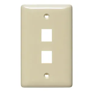 HUBBELL WIRING DEVICE-KELLEMS NSP102I Wall Plate, Label-Less, Mid-Sized, 2- Port, Electric Ivory | BD2LGT