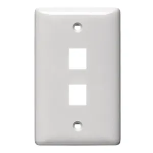 HUBBELL WIRING DEVICE-KELLEMS NSP102W Wall Plate, Without Label, Mid Sized, 2-Port, White | BD2KER