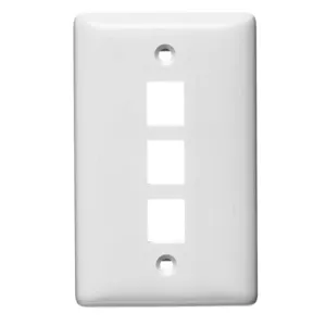 HUBBELL WIRING DEVICE-KELLEMS NSP103W Wall Plate, Label-Less, Mid-Sized, 3- Port, White | BC8GXN