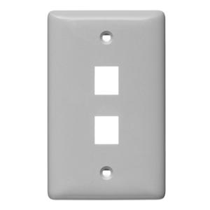 HUBBELL WIRING DEVICE-KELLEMS NSP12GY Wall Plate, Label-Less, 1-Gang, 2- Port, Gray | BD2HFJ