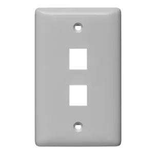 HUBBELL WIRING DEVICE-KELLEMS NSP12GY Wall Plate, Label-Less, 1-Gang, 2- Port, Gray | BD2HFJ