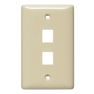 HUBBELL WIRING DEVICE-KELLEMS NSP102I Wall Plate, Label-Less, Mid-Sized, 2- Port, Electric Ivory | BD2LGT