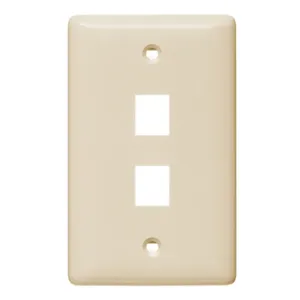 HUBBELL WIRING DEVICE-KELLEMS NSP12LA Wall Plate, Without Label, 1-Gang, 2-Port, Light Almond | BD6ANM