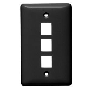 HUBBELL WIRING DEVICE-KELLEMS NSP13BK Wall Plate, Label-Less, 1-Gang, 3- Port, Black | BD2JDB