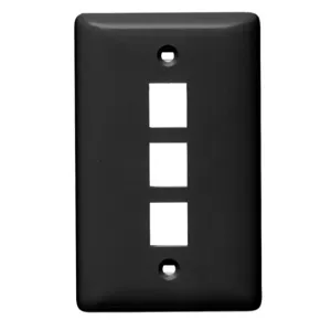 HUBBELL WIRING DEVICE-KELLEMS NSP13BK Wall Plate, Label-Less, 1-Gang, 3- Port, Black | BD2JDB