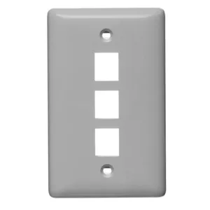 HUBBELL WIRING DEVICE-KELLEMS NSP13GY Wall Plate, Label-Less, 1-Gang, 3- Port, Gray | BC8WPD