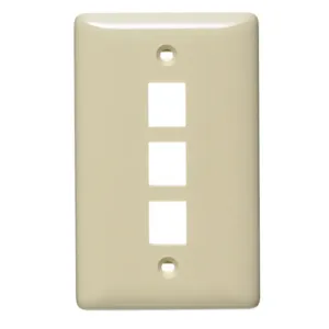 HUBBELL WIRING DEVICE-KELLEMS NSP13I Wall Plate, Without Label, 1-Gang, 3-Port, Electric Ivory | BC8ULK