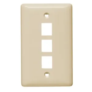 HUBBELL WIRING DEVICE-KELLEMS NSP13LA Wall Plate, Without Label, 1-Gang, 3-Port, Light Almond | BD6BEK