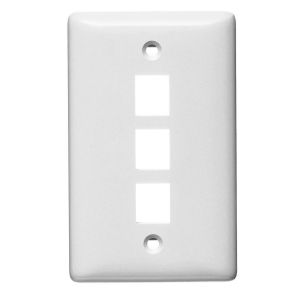 HUBBELL WIRING DEVICE-KELLEMS NSP13W Wall Plate, Without Label, 1-Gang, 3-Port, White | BD6DXW