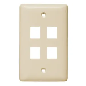 HUBBELL WIRING DEVICE-KELLEMS NSP14LA Wall Plate, Without Label, 1-Gang, 4-Port, Light Almond | BC9NVQ