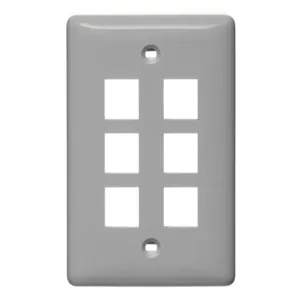 HUBBELL WIRING DEVICE-KELLEMS NSP16GY Wall Plate, Label-Less, 1-Gang, 6- Port, Gray | BD2DNT