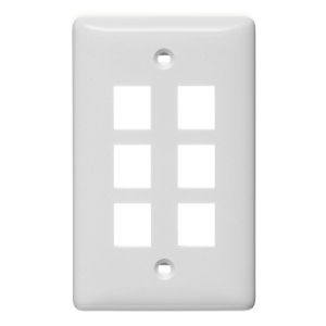 HUBBELL WIRING DEVICE-KELLEMS NSP16W Wall Plate, Without Label, 1-Gang, 6-Port, White | BD6DXX