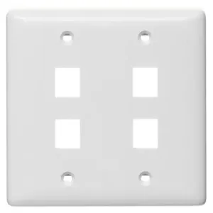 HUBBELL WIRING DEVICE-KELLEMS NSP24W Wall Plate, Without Label, 2-Gang, 4-Port, White | BD3TZR