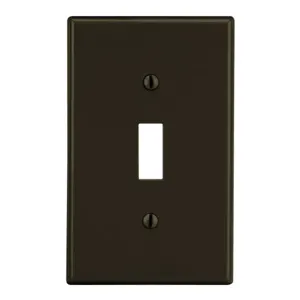 HUBBELL WIRING DEVICE-KELLEMS PJ1 Toggle Switch Wall Plate, 1 Gangs, Mid Size, Brown, Plastic | CJ3QLC 55KT47