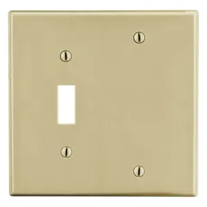 HUBBELL WIRING DEVICE-KELLEMS P113I Toggle Switch/Blank Wall Plate, 2 Gangs, Ivory, Plastic | CJ3QLG 55KT69