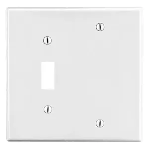 HUBBELL WIRING DEVICE-KELLEMS P113W Toggle Switch/Blank Wall Plate, 2 Gangs, White, Plastic | CJ3QLH 55KT94