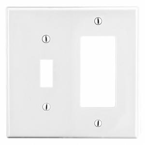 HUBBELL WIRING DEVICE-KELLEMS P126W Toggle Switch/Rocker Wall Plate, White, 2 Gangs | CH6QQV 55KT98