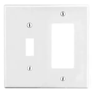 HUBBELL WIRING DEVICE-KELLEMS P126W Toggle Switch/Rocker Wall Plate, White, 2 Gangs | CH6QQV 55KT98