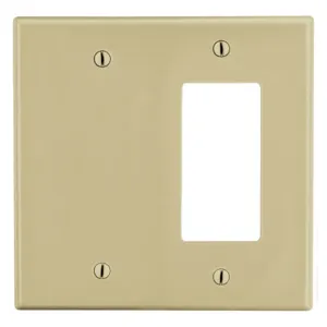 HUBBELL WIRING DEVICE-KELLEMS P1326I Duplex/Decorator Blank Wall Plate, 2 Gangs, Ivory, Plastic | CJ2BAJ 55KT70