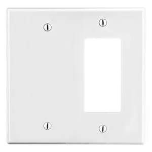 HUBBELL WIRING DEVICE-KELLEMS P1326W Rocker/Blank Wall Plate, 2 Gangs, White, Plastic | CJ3ERU 55KU02