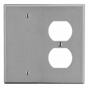 HUBBELL WIRING DEVICE-KELLEMS P138GY Blank Wall Plate, 2 Gangs, Gray, Plastic | CH9RKG 55KT99