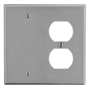 HUBBELL WIRING DEVICE-KELLEMS P138GY Blank Wall Plate, 2 Gangs, Gray, Plastic | CH9RKG 55KT99