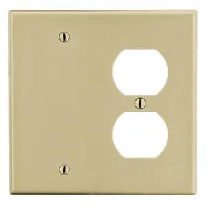 HUBBELL WIRING DEVICE-KELLEMS P138I Duplex/Blank Wall Plate, 2 Gangs, Ivory, Plastic | CJ2BAH 55KT95