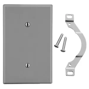 HUBBELL WIRING DEVICE-KELLEMS P14GY Blank Strap Mount Wall Plate, Gray, 1 Gang | CH6QTY 55KR84