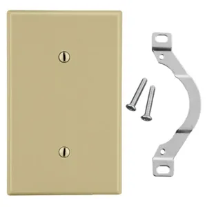 HUBBELL WIRING DEVICE-KELLEMS P14I Blank Strap Mount Wall Plate, Ivory, 1 Gang | CH6QTZ 55KR85