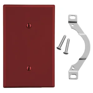 HUBBELL WIRING DEVICE-KELLEMS P14R Blank Strap Mount Wall Plate, 1 Gangs, Red, Plastic | CH9RKE 55KU31