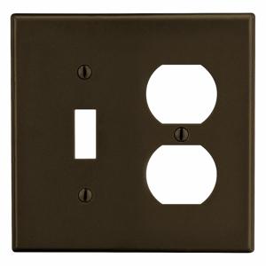 HUBBELL WIRING DEVICE-KELLEMS P18 Toggle Switch/Duplex Receptacle Wall Plate, 2 Gangs, Light Almond | CJ3QLM 55KR87