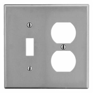 HUBBELL WIRING DEVICE-KELLEMS P18GY Toggle Switch/Duplex Receptacle Wall Plate, Gray, 2 Gangs | CH6QUJ 55KR88