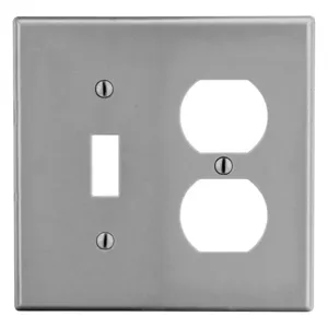 HUBBELL WIRING DEVICE-KELLEMS P18GY Toggle Switch/Duplex Receptacle Wall Plate, Gray, 2 Gangs | CH6QUJ 55KR88