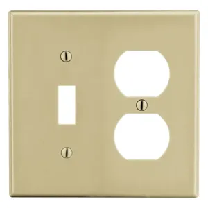 HUBBELL WIRING DEVICE-KELLEMS P18I Toggle Switch/Duplex Receptacle Wall Plate, 2 Gangs, Ivory | CJ3QLJ 55KR89