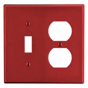 HUBBELL WIRING DEVICE-KELLEMS P18R Kippschalter/Duplex-Steckdosen-Wandplatte, 2 Gangs, Rot, Kunststoff | CJ3QLK 55KU33