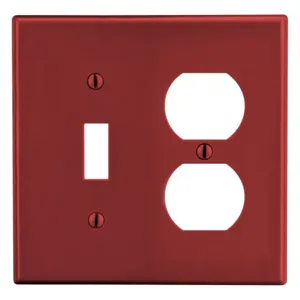 HUBBELL WIRING DEVICE-KELLEMS P18R Toggle Switch/Duplex Receptacle Wall Plate, 2 Gangs, Red, Plastic | CJ3QLK 55KU33