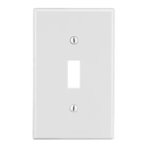 HUBBELL WIRING DEVICE-KELLEMS PJ1W Toggle Switch Wall Plate, White, 1 Gang | CH6RDU 55KT52