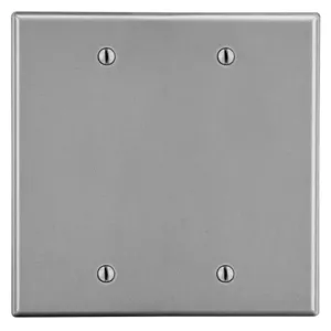 HUBBELL WIRING DEVICE-KELLEMS P23GY Blank Box Mount Wall Plate, 2 Gangs, Gray, Plastic | CH9RJY 55KT84