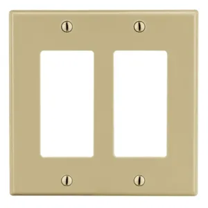 HUBBELL WIRING DEVICE-KELLEMS PJ262I Rocker Wall Plate, 2 Gangs, Mid Size, Ivory, Plastic | CJ3ERM 55KT55