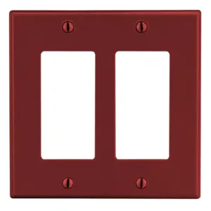 HUBBELL WIRING DEVICE-KELLEMS P262R Rocker Wall Plate, 2 Gangs, Standard, Red, Plastic | CJ3EQP 55KT01