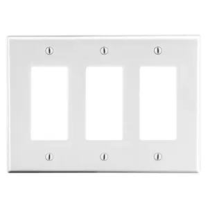 HUBBELL WIRING DEVICE-KELLEMS P263W Rocker Wall Plate, 3 Gangs, Standard, White, Plastic | CJ3EQY 55KT07